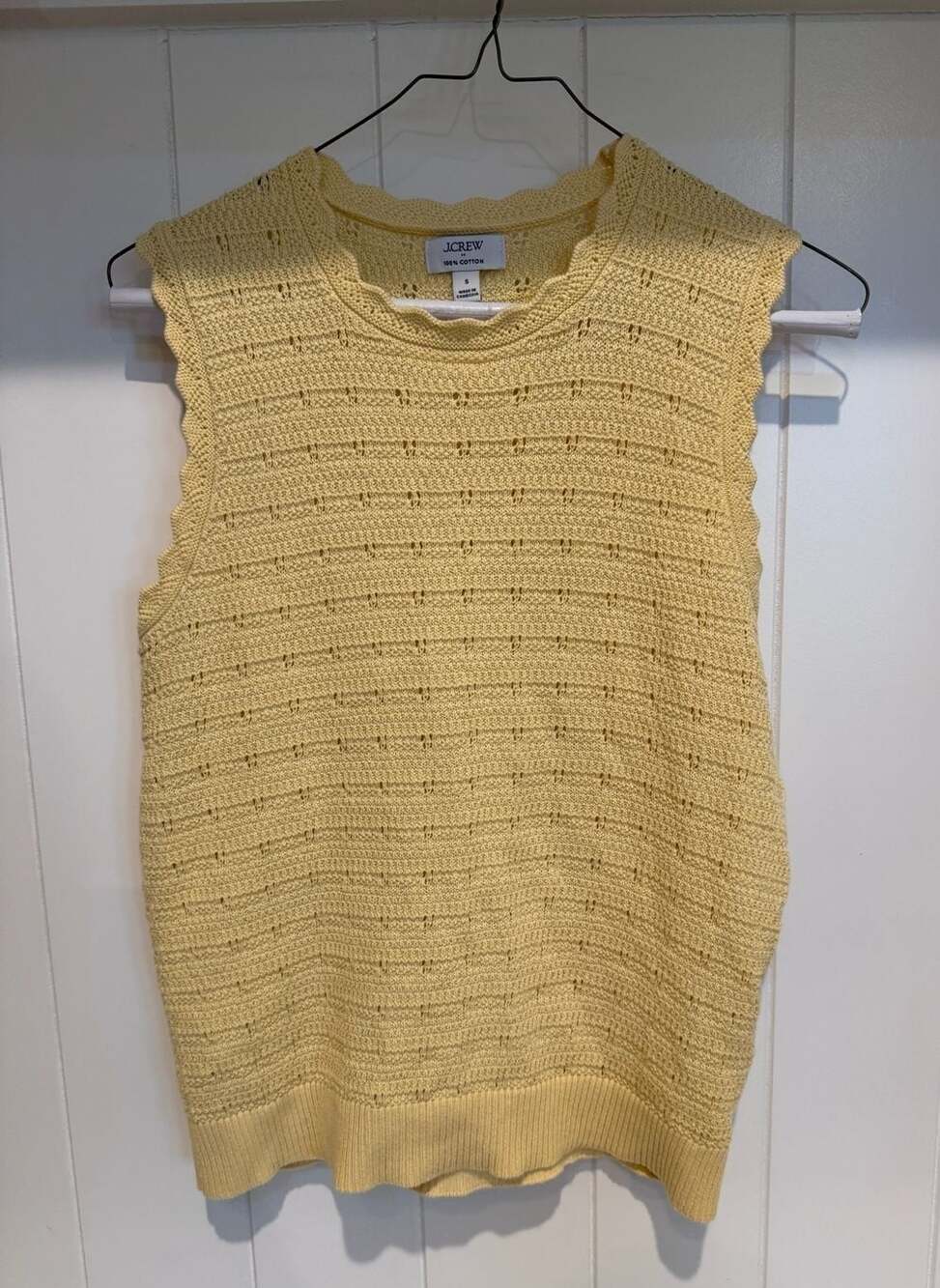 J.Crew Yellow Pointelle Knit Cotton Sweater Vest